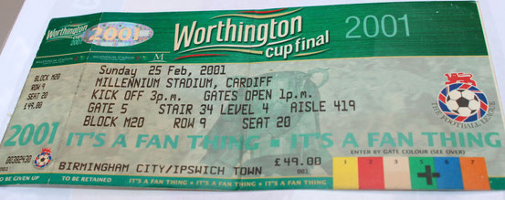 Entrittskarte vom Worthington Cup Final 2001