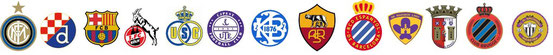 Die Wappen von 13 Fußballvereinen