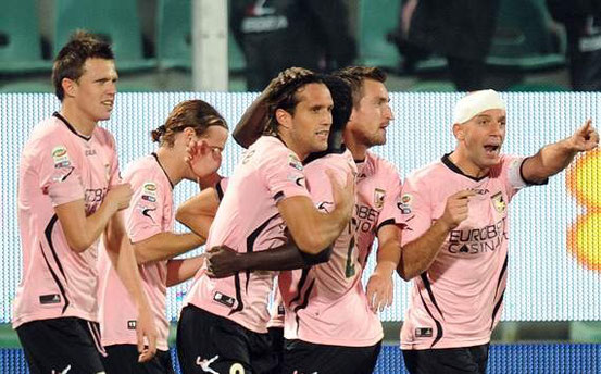 Jubelnde Spieler von US Palermo